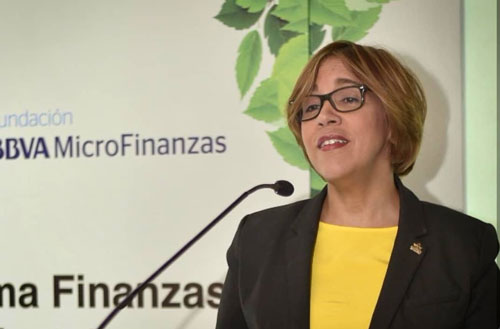 Nuestra vice-presidenta, Mercedes Canalda de Beras-Goico, durante el evento de «Expansión del Programa Finanzas Rurales y Ambientales ADOPEM»