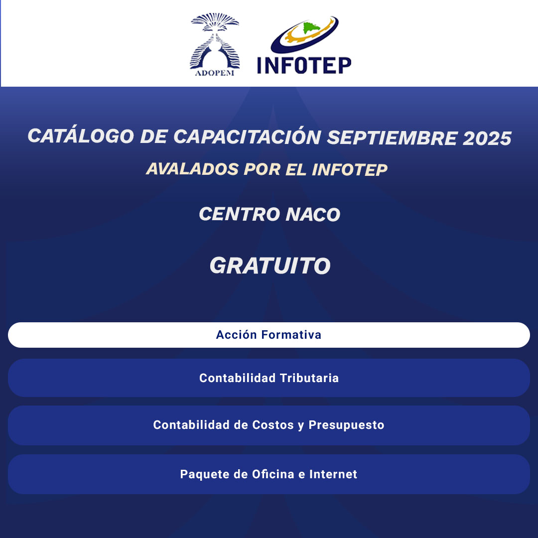 CENTRO NACO – REGÍSTRATE – CURSOS AVALADOS POR EL INFOTEP